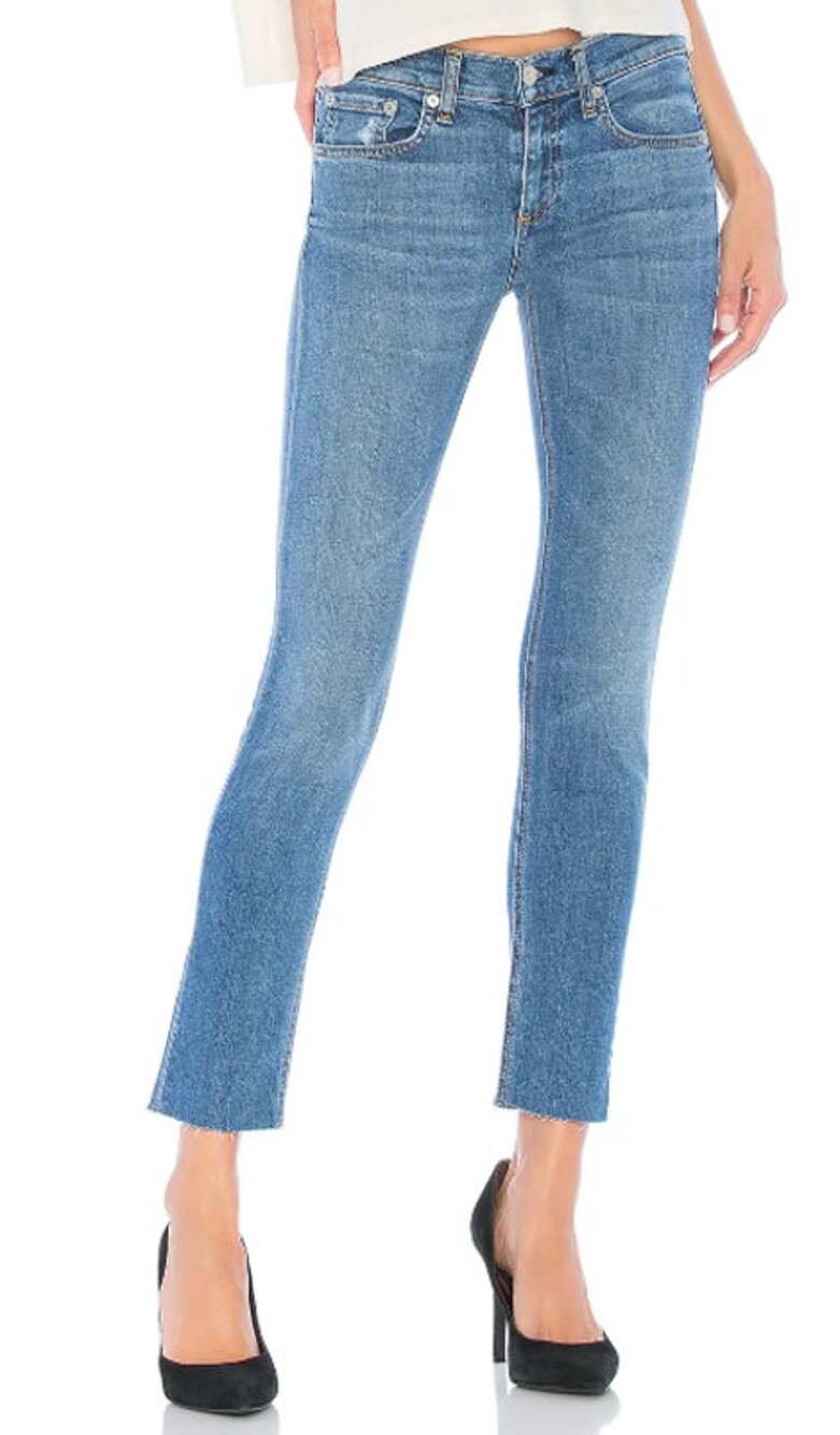 Rag & Bone Ankle Dre Capri Jeans Straight High Rise Raw Hem Amber Wash Blue 26